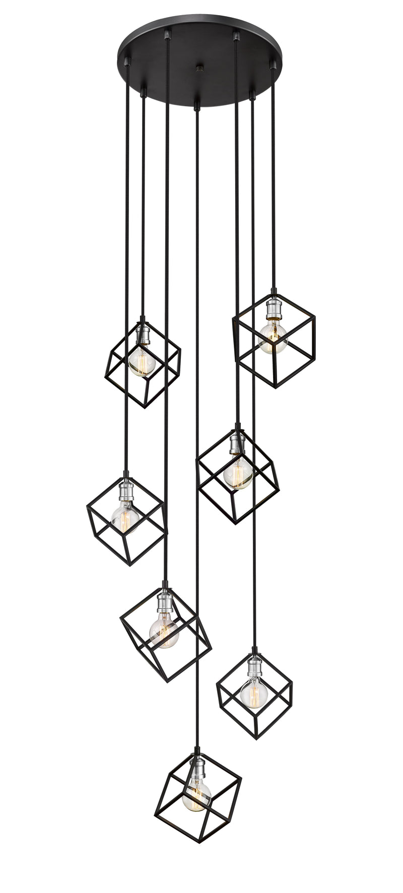 Vertical 7 Light 23.5" Pendant in Matte Black + Brushed Nickel