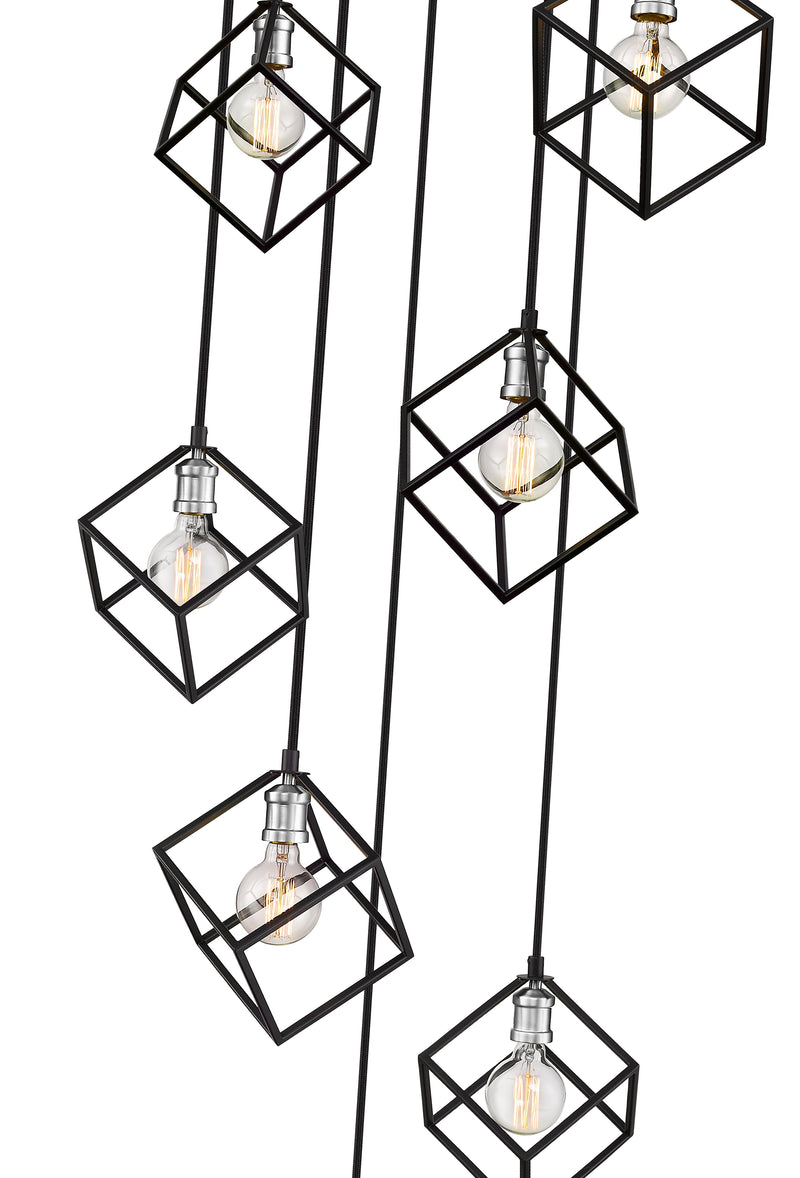 Vertical 7 Light 23.5" Pendant in Matte Black + Brushed Nickel