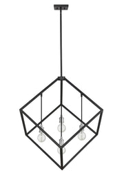 Vertical 4 Light 34" Pendant in Matte Black + Brushed Nickel