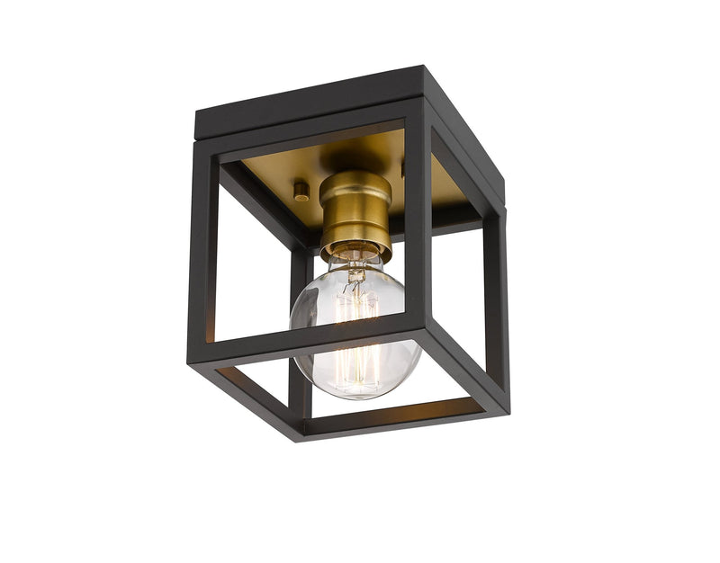 Kube 1 Light 5.75" Flush Mount in Bronze + Olde Brass