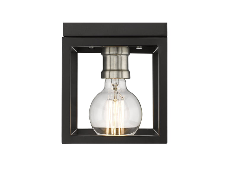 Kube 1 Light 5.75" Flush Mount in Matte Black + Brushed Nickel