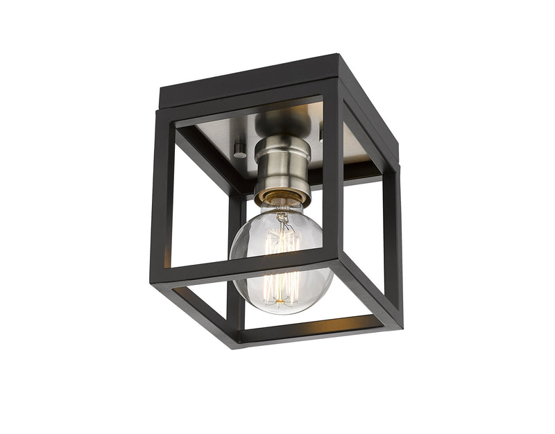 Kube 1 Light 5.75" Flush Mount in Matte Black + Brushed Nickel