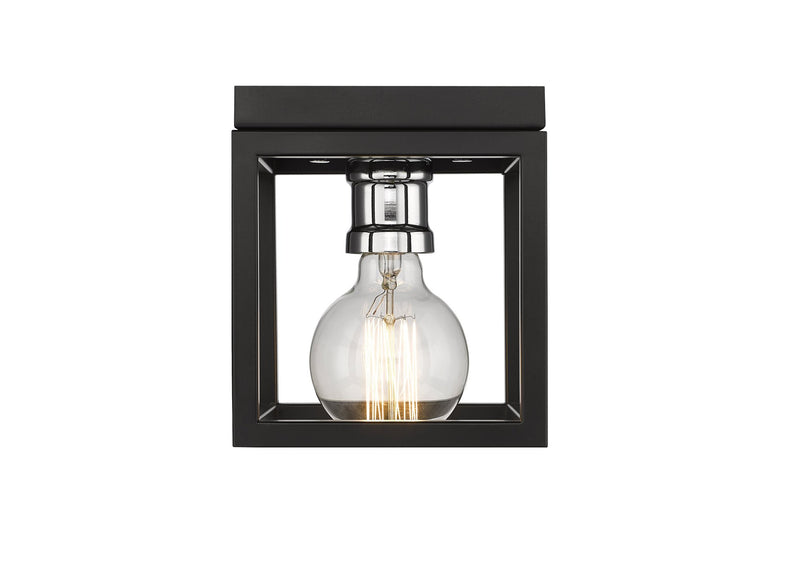 Kube 1 Light 5.75" Flush Mount in Matte Black + Chrome