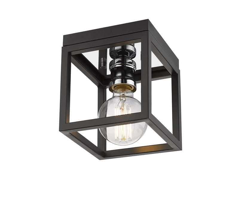 Kube 1 Light 5.75" Flush Mount in Matte Black + Chrome
