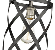Malcalester 1 Light 8" Flush Mount in Matte Black + Brushed Nickel