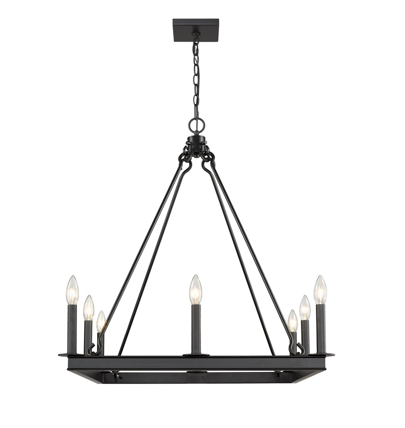 Barclay 8 Light 26" Chandelier in Matte Black