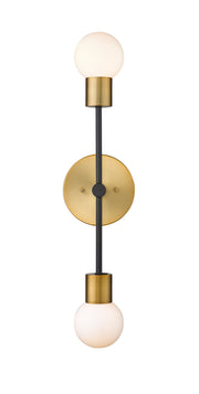 Neutra 2 Light 6" Wall Sconce in Matte Black + Foundry Brass