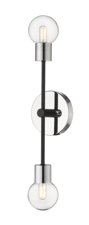 Neutra 2 Light 6" Wall Sconce in Matte Black + Polished Nickel