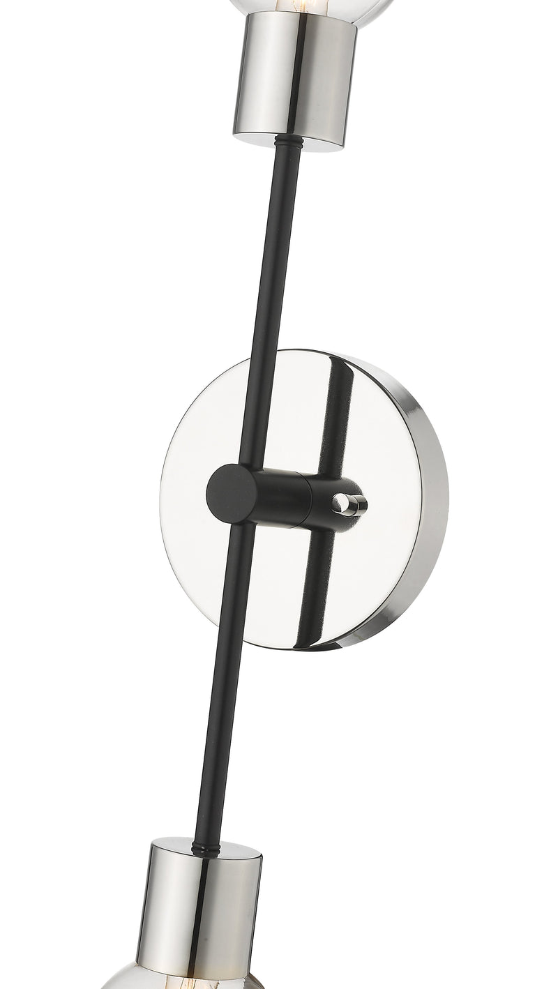 Neutra 2 Light 6" Wall Sconce in Matte Black + Polished Nickel