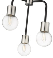 Neutra 3 Light 14" Semi Flush Mount in Matte Black + Polished Nickel