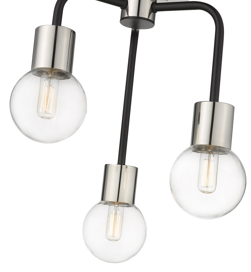 Neutra 3 Light 14" Semi Flush Mount in Matte Black + Polished Nickel