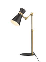 Soriano 1 Light 13.75" Table Lamp in Matte Black + Heritage Brass