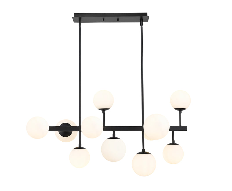 Midnetic 11 Light 38.25" Linear Pendant in Matte Black