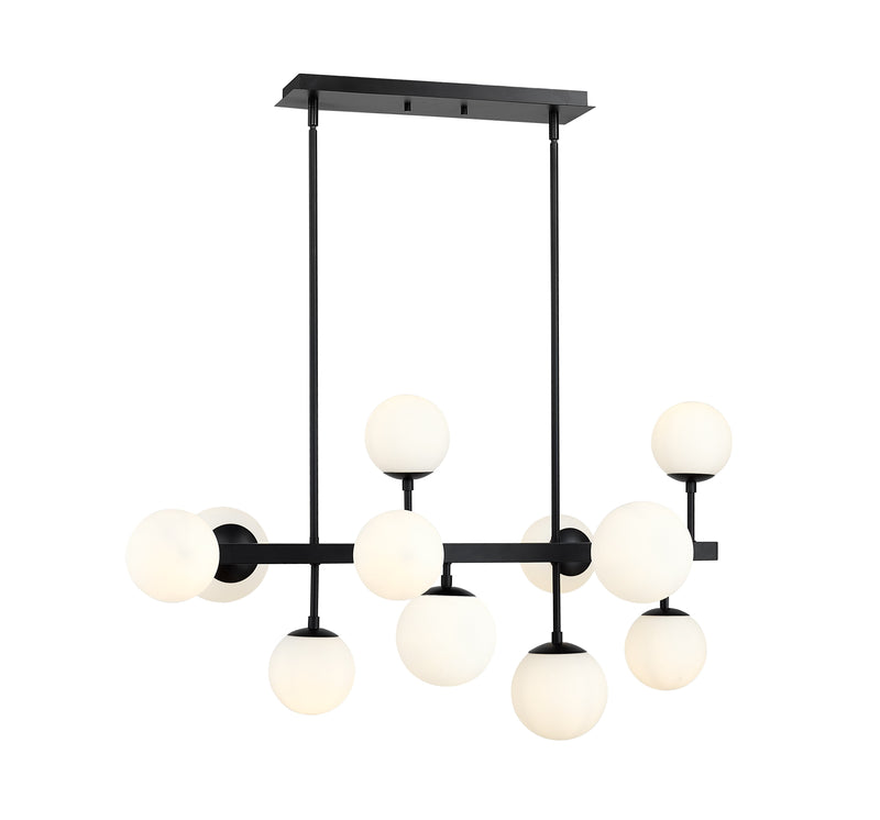 Midnetic 11 Light 38.25" Linear Pendant in Matte Black
