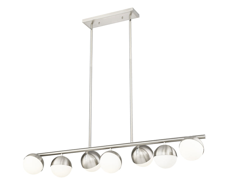 Realm Sphere 7 Light 54" Linear Pendant in Brushed Nickel