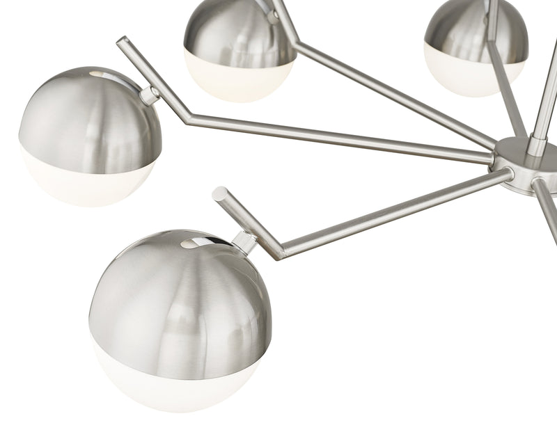 Realm Sphere 8 Light 44" Chandelier in Brushed Nickel
