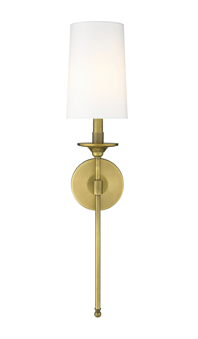 Emily 1 Light 5.5" Wall Sconce, 26" Tall in Rubbed Brass
