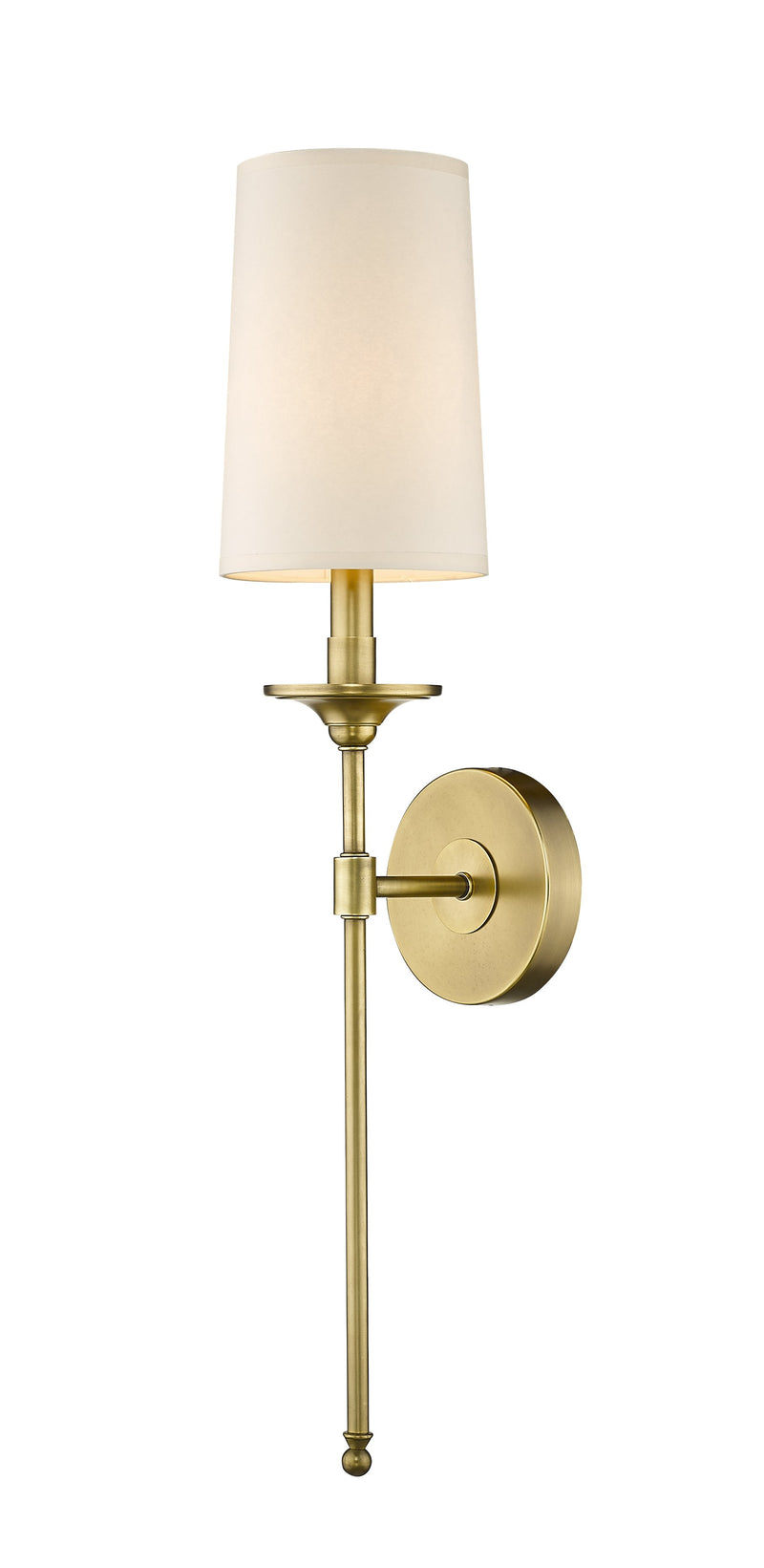 Emily 1 Light 5.5" Wall Sconce, 26" Tall in Rubbed Brass