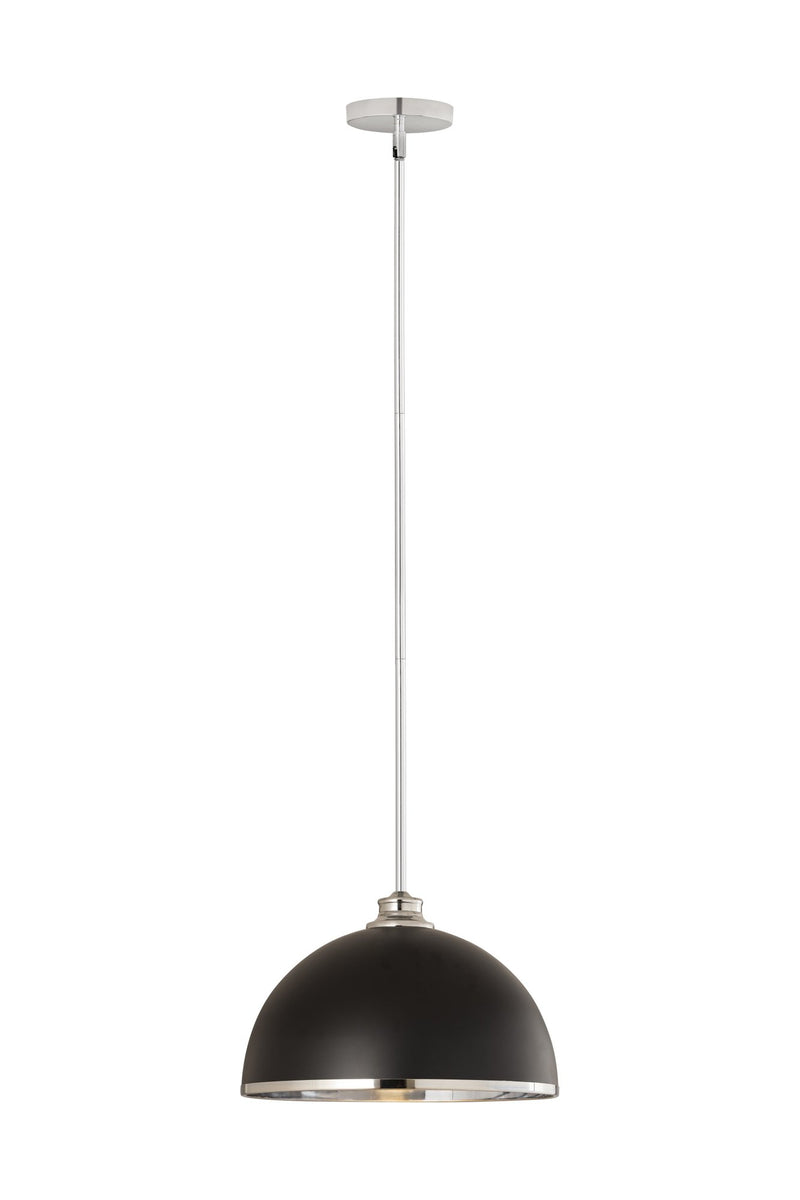 Landry 1 Light 14" Pendant in Matte Black + Chrome