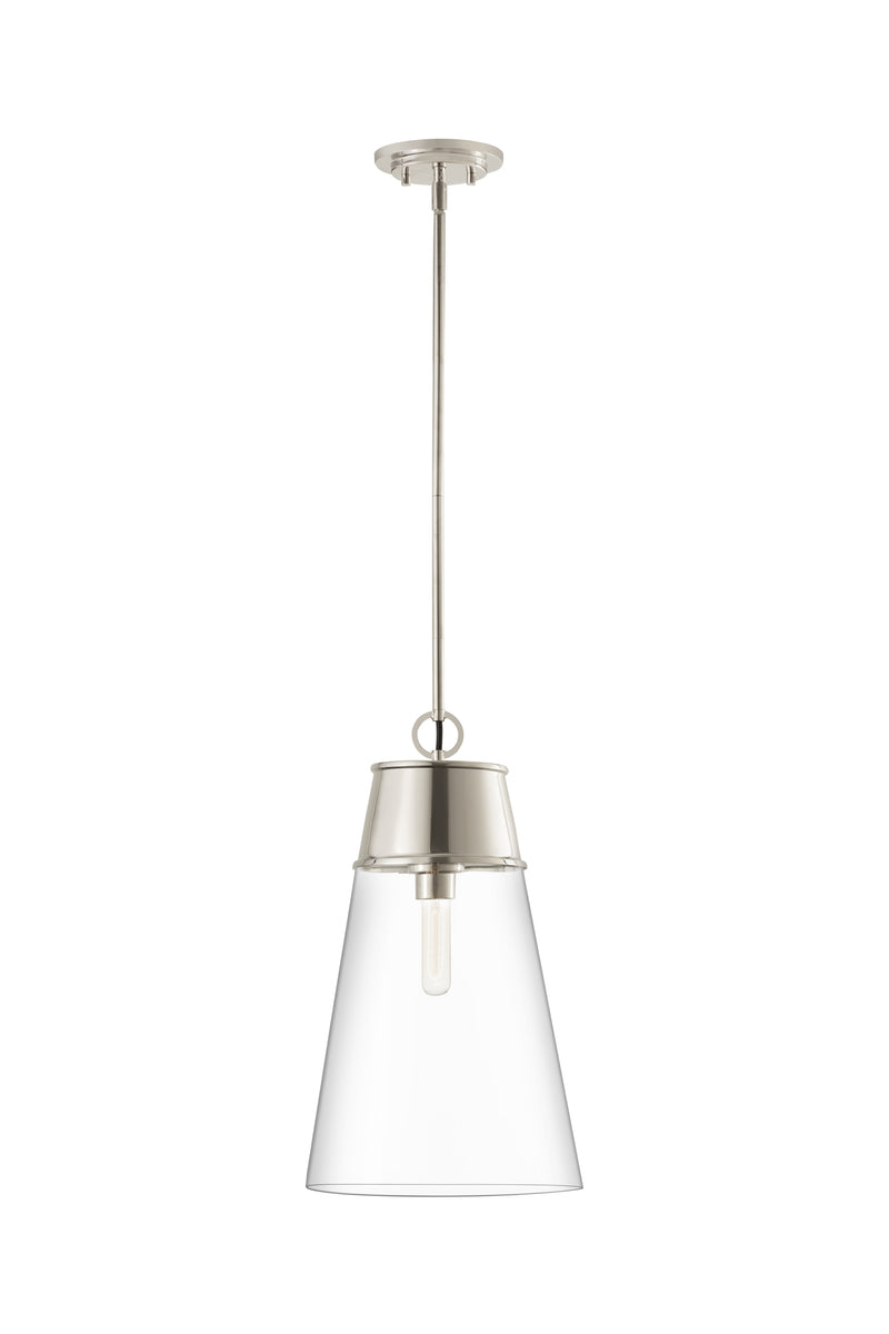 Wentworth 1 Light 11.5" Pendant in Polished Nickel