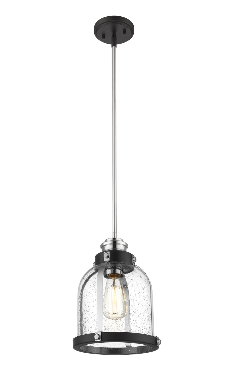 Burren 1 Light 8.75" Pendant in Matte Black + Chrome