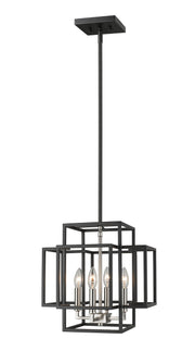 Titania 4 Light 14" Chandelier in Black + Brushed Nickel