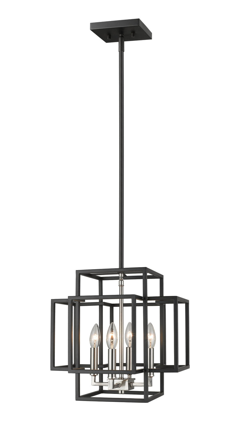 Titania 4 Light 14" Chandelier in Black + Brushed Nickel