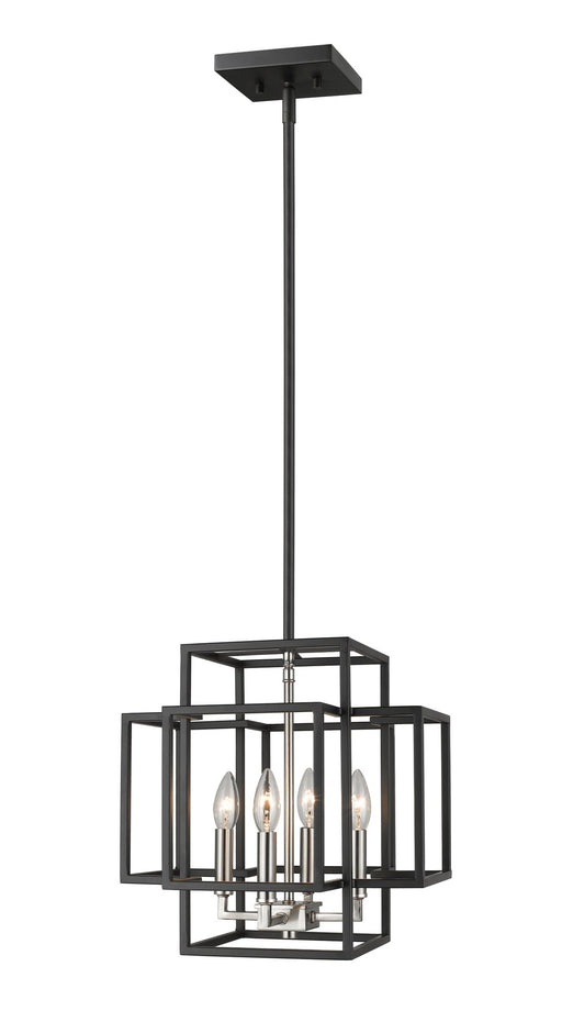 Titania 4 Light 14" Chandelier in Black + Brushed Nickel