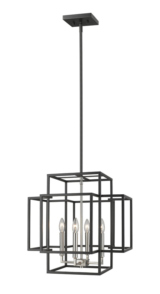 Titania 4 Light 18" Chandelier in Black + Brushed Nickel
