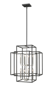 Titania 8 Light 22" Chandelier in Black + Brushed Nickel