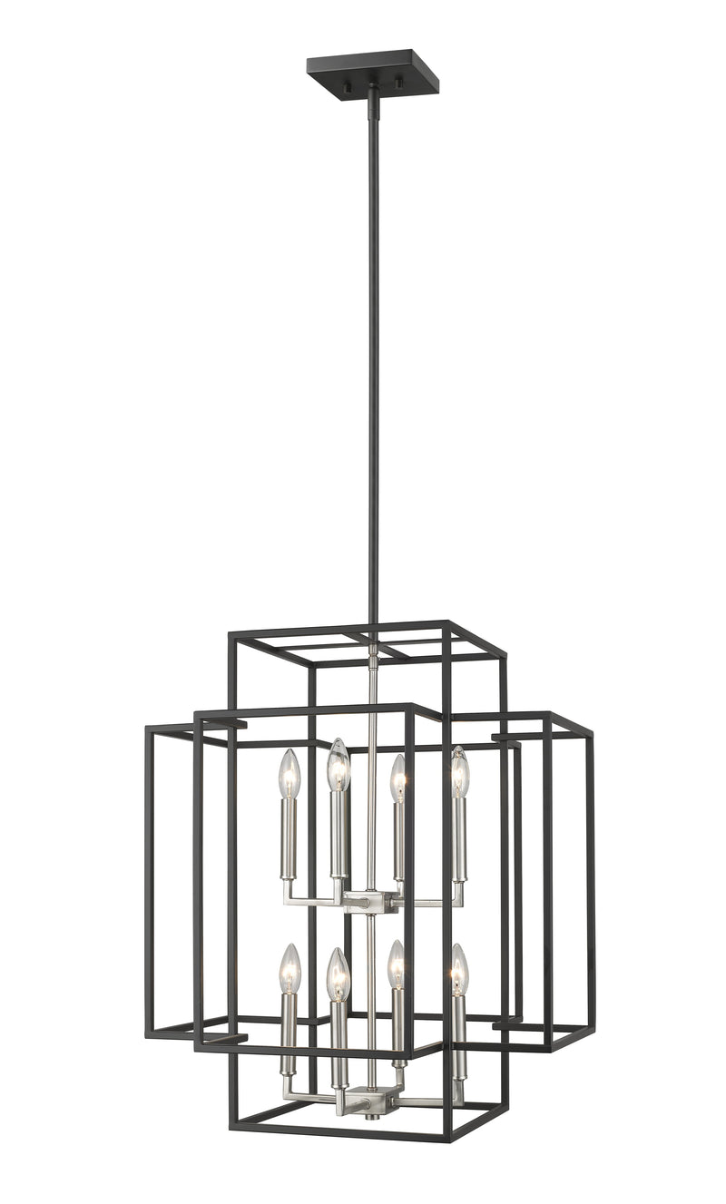 Titania 8 Light 22" Chandelier in Black + Brushed Nickel
