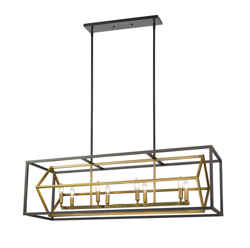 Euclid 8 Light 44" Linear Pendant in Olde Brass + Bronze