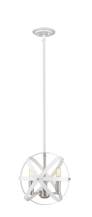 Cavallo 3 Light 12" Chandelier, Hammered White + Brushed Nickel in Hammered White + Brushed Nickel