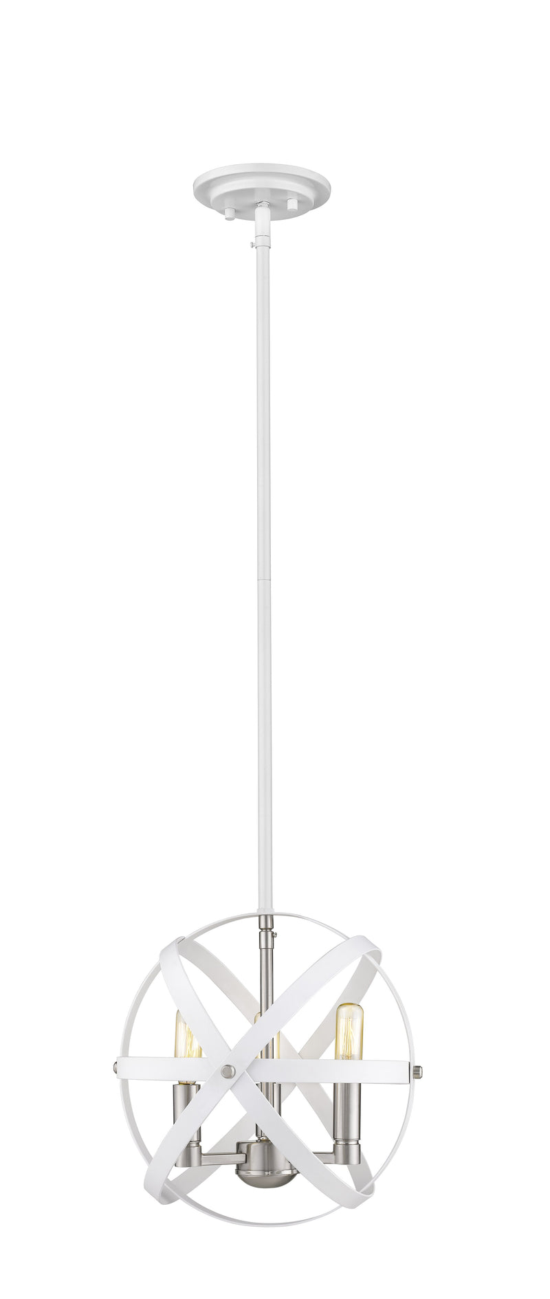 Cavallo 3 Light 12" Chandelier, Hammered White + Brushed Nickel in Hammered White + Brushed Nickel