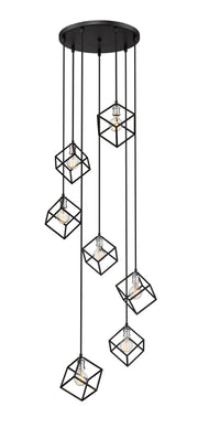 Vertical 7 Light 23.5" Pendant in Matte Black + Brushed Nickel
