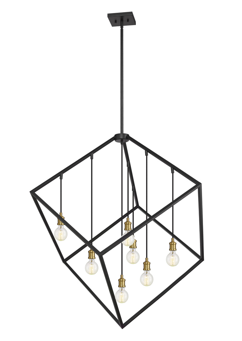 Vertical 7 Light 44" Pendant in Bronze + Olde Brass