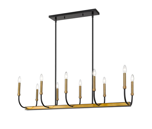 Haylie 10 Light 44" Linear Pendant in Matte Black + Olde Brass