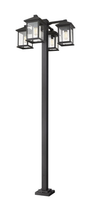 Portland 4 Light 30.25" Outdoor Post Mounted Fixture in Black, 96" Square Post