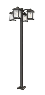 Portland 4 Light 30.25" Outdoor Post Mounted Fixture in Oil Rubbed Bronze, 96" Square Post