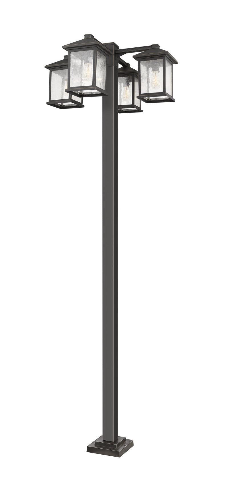 Portland 4 Light 30.25" Outdoor Post Mounted Fixture in Oil Rubbed Bronze, 96" Square Post