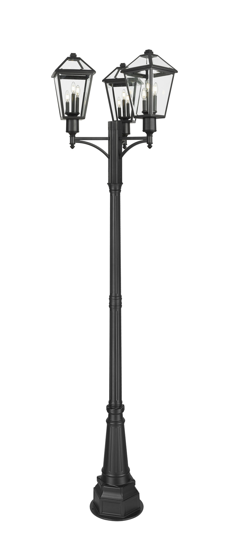 Talbot 9 Light Outdoor Post Mount Fixture in Black, 84" Post, 14" Base