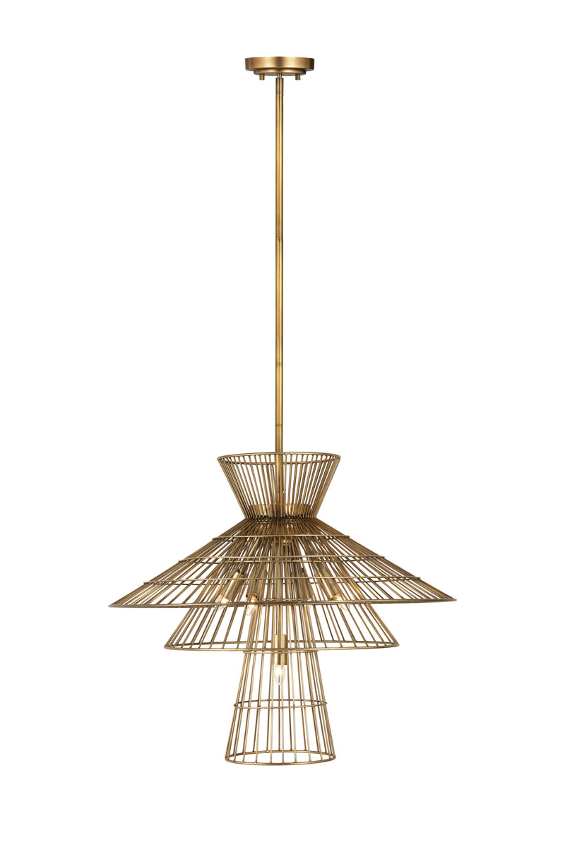 Alito 6 Light 25" Pendant in Rubbed Brass