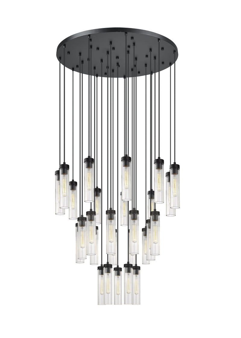 Beau 27 Light 36" Pendant in Matte Black