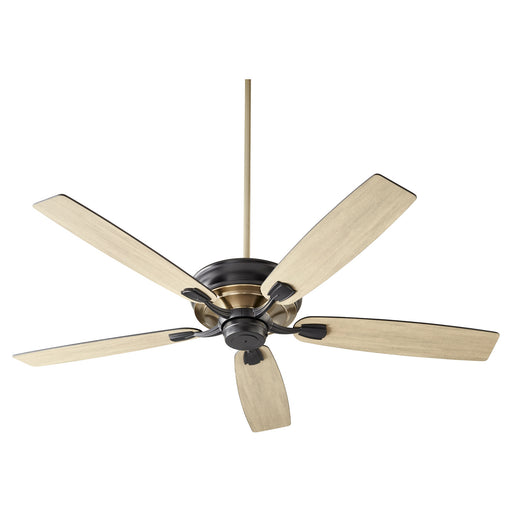 Gamble Traditional Ceiling Fan in Textured Black W/ Aged Brass