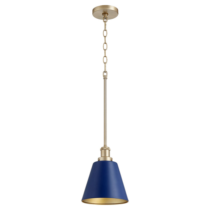 Transitional Pendant in Blue W/ Aged Brass