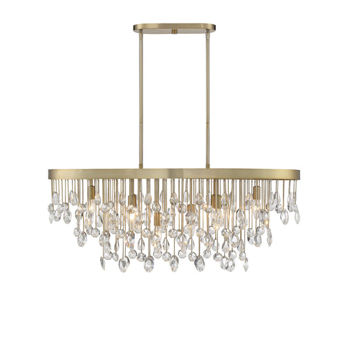 Livorno 8-Light Linear Chandelier in Noble Brass - Lamps Expo