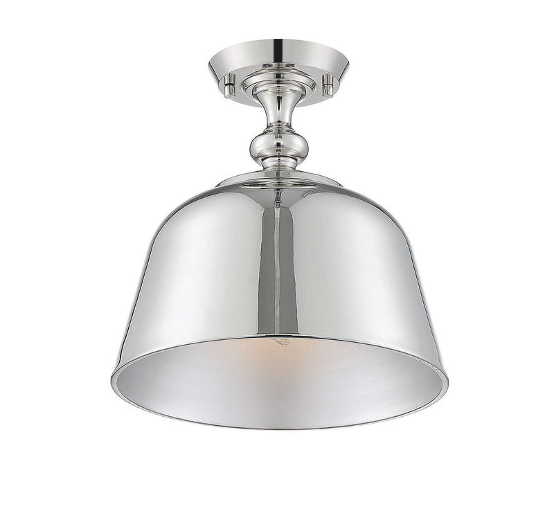 Berg 1-Light Semi-Flush in Polished Nickel