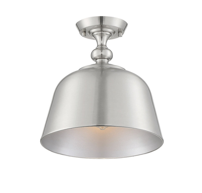 Berg 1-Light Semi-Flush in Satin Nickel