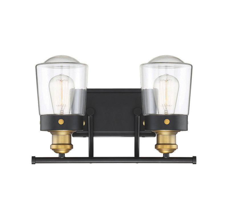 Macauley 2-Light Bath in Vintage Black With Warm Brass