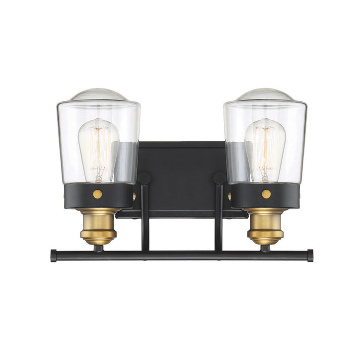 Macauley 2-Light Bath in Vintage Black With Warm Brass